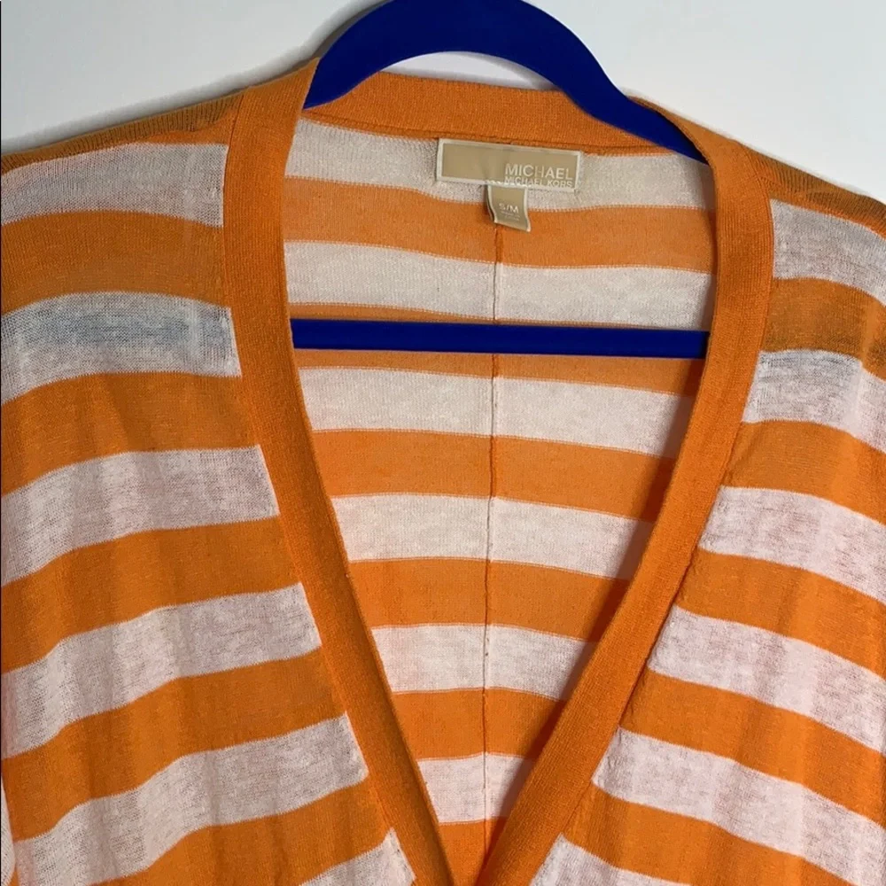 Michael‎ Kors orangewhite striped slouchy cardigan